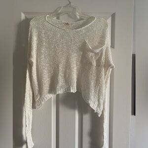 Hollister sheer cropped sweater top cream
